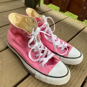 Pink high top converse